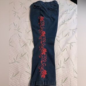 Denim 24/7 Whitney Jean with peach side embroidery- Size 24W